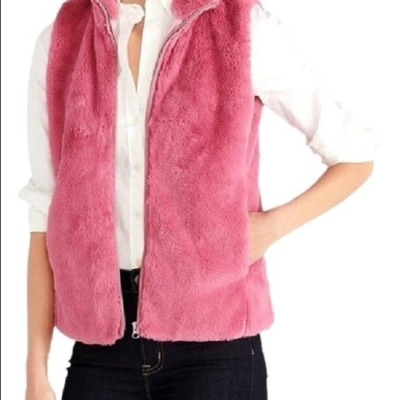 J. Crew • Gauva Berry Pink Faux Fur Vest - Picture 3 of 10